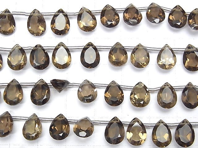 [Video] High Quality Smoky Quartz AAA Pear shape Faceted 10x7mm 1strand (18pcs)