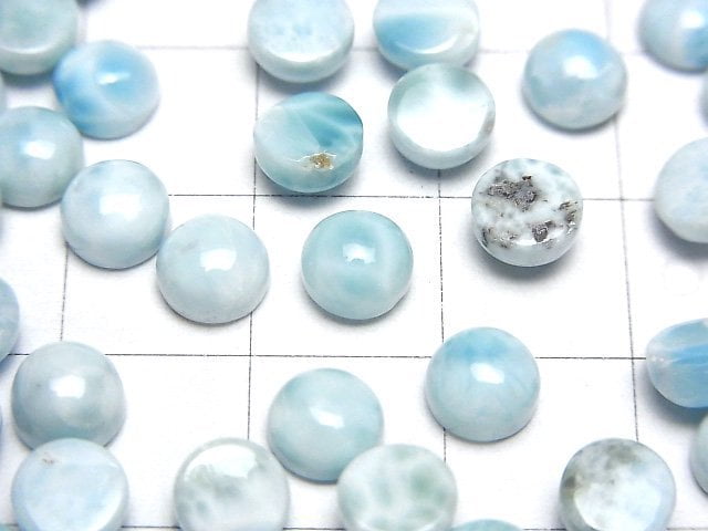 [Video] Larimar Pectolite AA++ Round Cabochon 6x6mm 3pcs