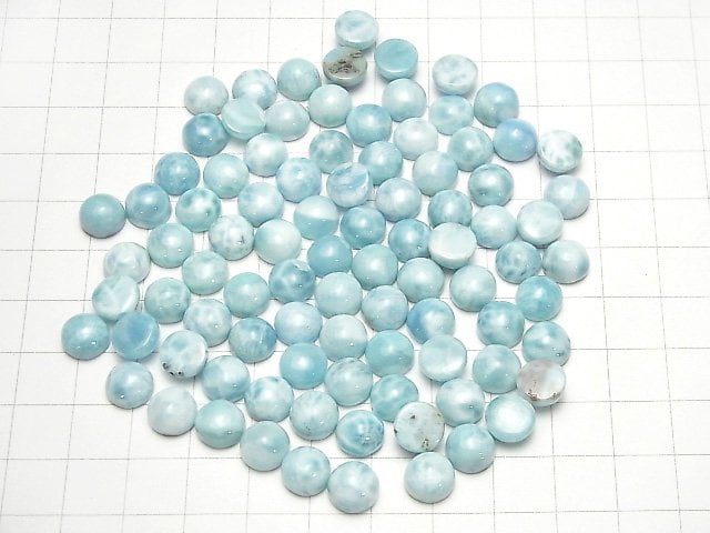 [Video] Larimar Pectolite AA++ Round Cabochon 8x8mm 3pcs