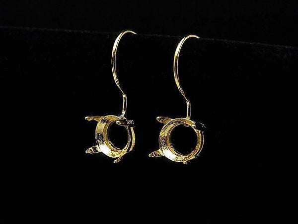 [Video]Silver925 Earwire Frame (Prong Setting)Round Faceted 6x6mm 18KGP 1pair