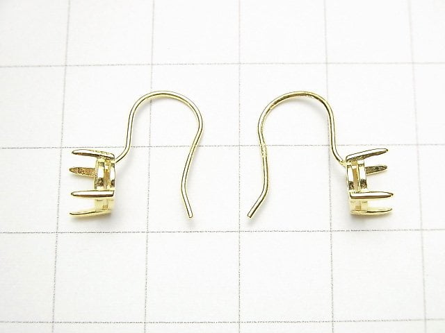 [Video] Silver925 Earwire Frame (Prong Setting) Round Faceted 6x6mm 18KGP 1pair