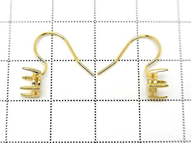 [Video]Silver925 Earwire Frame (Prong Setting)Round Faceted 6x6mm 18KGP 1pair