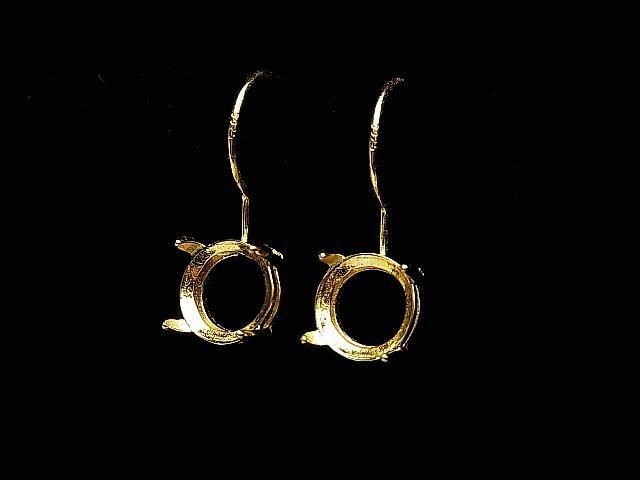 [Video]Silver925 Earwire Frame (Prong Setting)Round Faceted 8x8mm 18KGP 1pair