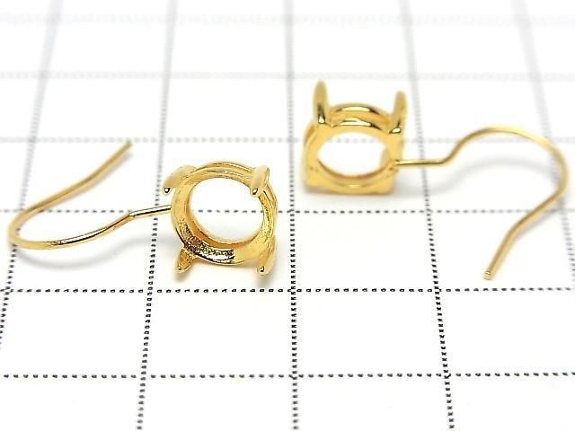 [Video]Silver925 Earwire Frame (Prong Setting)Round Faceted 8x8mm 18KGP 1pair