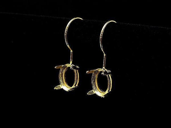 [Video]Silver925 Earwire Frame (Prong Setting)Oval Faceted 8x6mm 18KGP 1pair