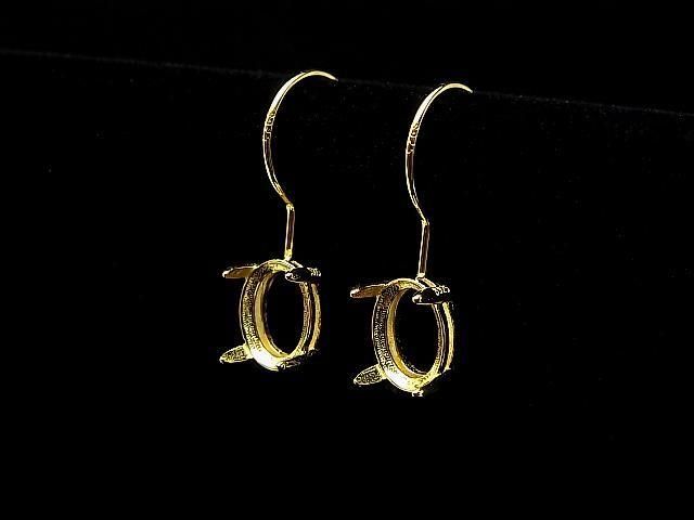 [Video]Silver925 Earwire Frame (Prong Setting)Oval Faceted 8x6mm 18KGP 1pair