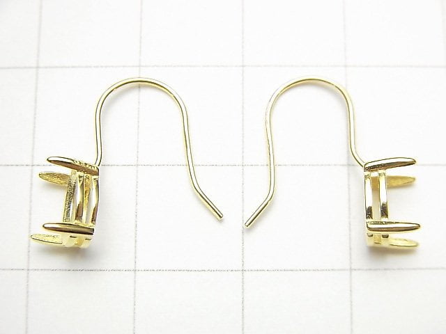 [Video] Silver925 Earwire Frame (Prong Setting) Oval Faceted 8x6mm 18KGP 1pair