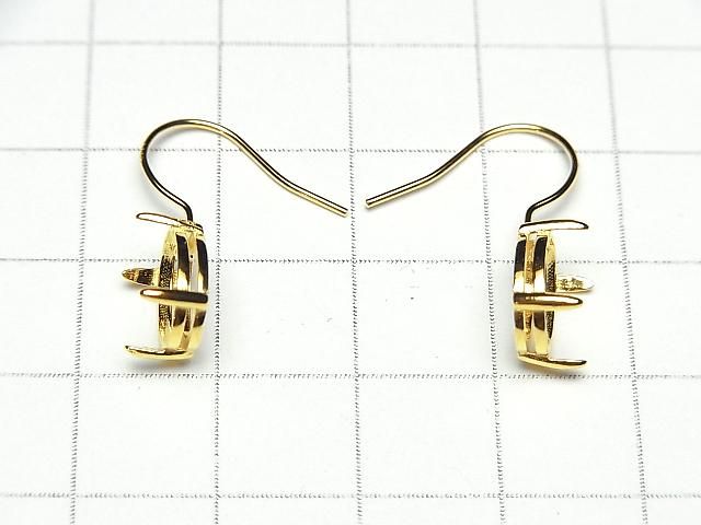 Silver925  Earwire Frame (Prong Setting )Oval Faceted 10x8mm 18KGP 1pair