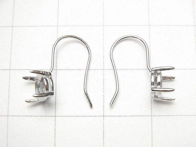 [Video]Silver925 Earwire Frame (Prong Setting)Round Faceted 6x6mm Rhodium Plated 1pair