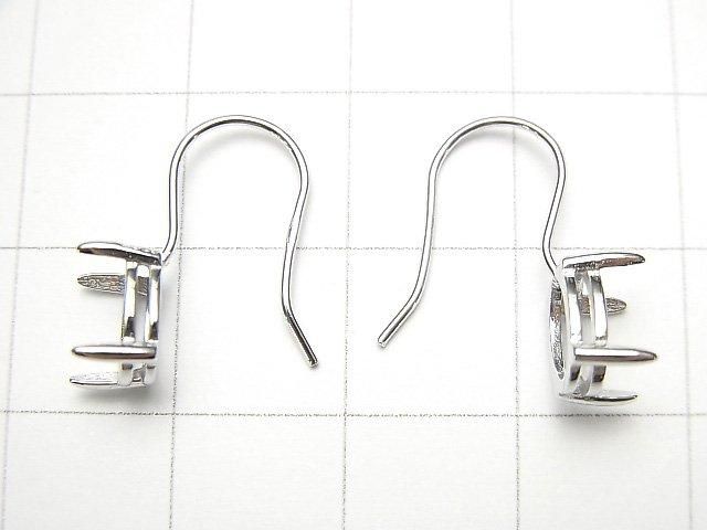 [Video]Silver925 Earwire Frame (Prong Setting )Oval Faceted 8x6mm Rhodium Plated 1pair