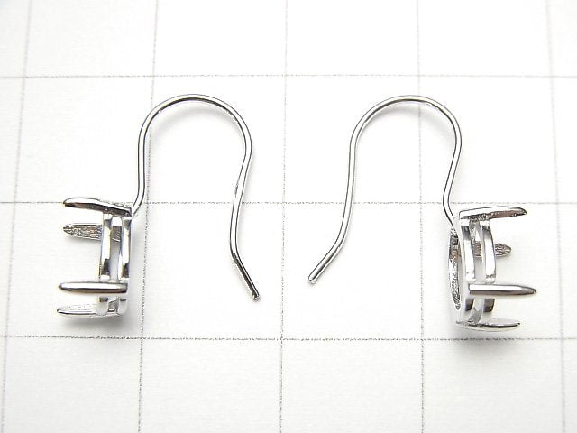 [Video]Silver925 Earwire Frame (Prong Setting )Oval Faceted 8x6mm Rhodium Plated 1pair