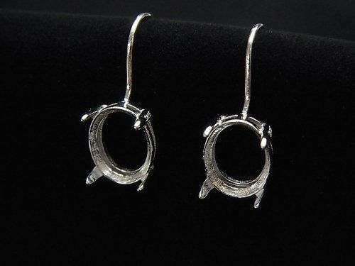 [Video]Silver925 Earwire Frame (Prong Setting )Oval Faceted 10x8mm Rhodium Plated 1pair