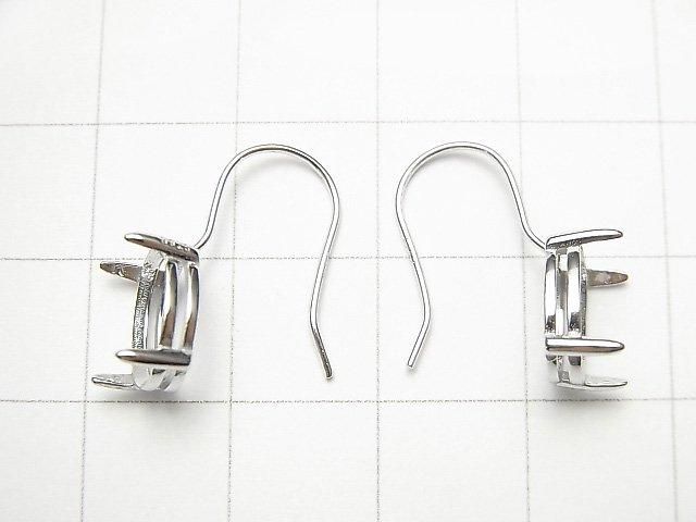 [Video]Silver925 Earwire Frame (Prong Setting )Oval Faceted 10x8mm Rhodium Plated 1pair