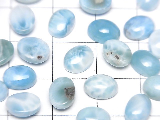 [Video]Larimar Pectolite AA++ Oval Cabochon 8x6mm 4pcs