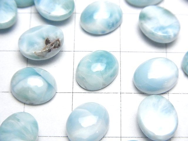 [Video] Larimar Pectolite AA++ Oval Cabochon 10x8mm 3pcs