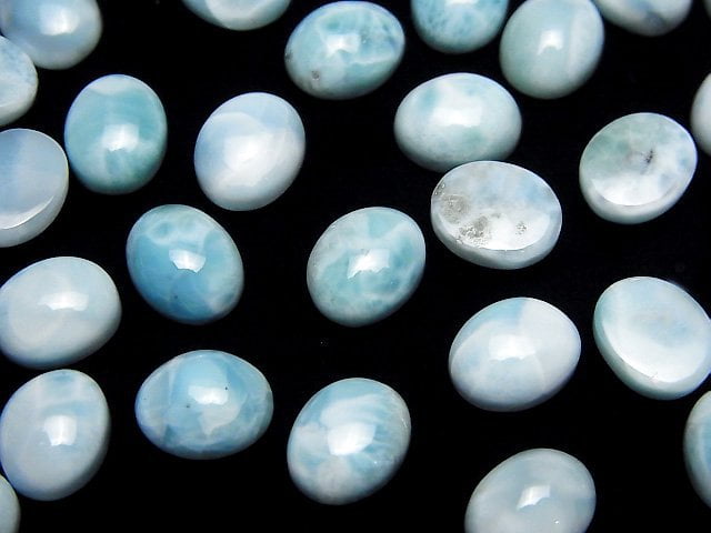 [Video] Larimar Pectolite AA++ Oval Cabochon 10x8mm 3pcs