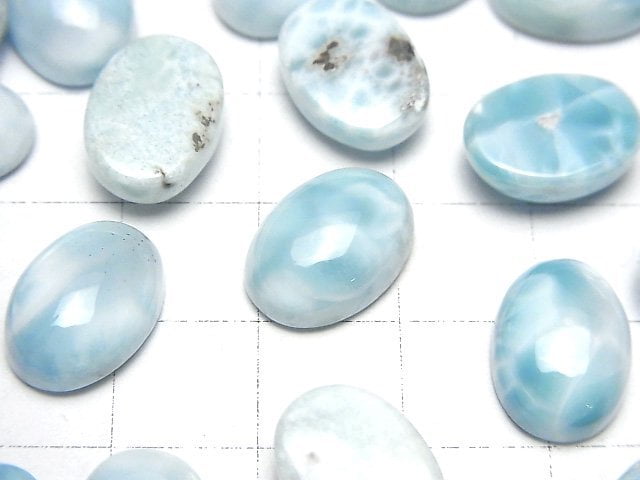 [Video]Larimar Pectolite AA++ Oval Cabochon 14x10mm 2pcs