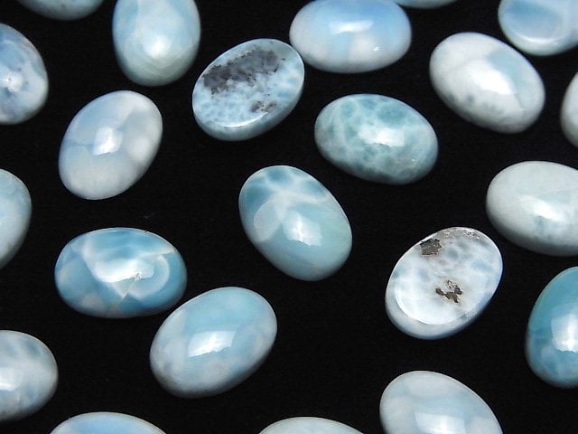 [Video]Larimar Pectolite AA++ Oval Cabochon 14x10mm 2pcs