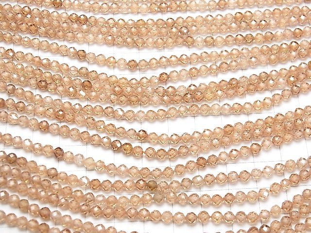 [Video] High Quality! Cubic Zirconia AAA Faceted Round 4mm [Champagne] 1strand beads (aprx.15inch / 36cm)