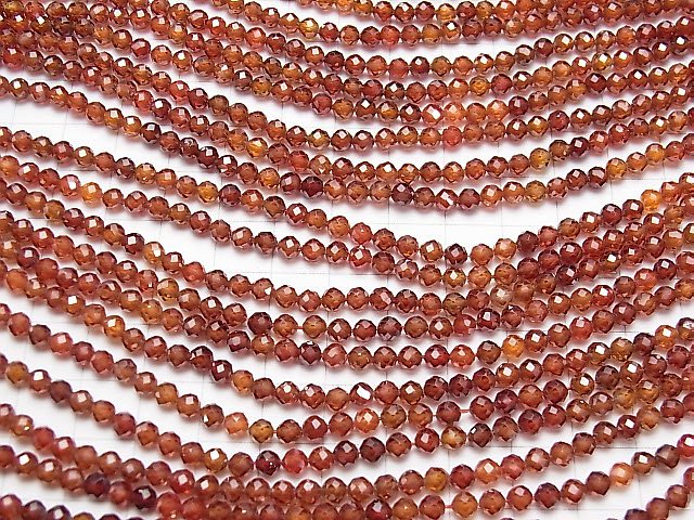 [Video] High Quality! Cubic Zirconia AAA Faceted Round 4mm [Dark Orange] 1strand beads (aprx.15inch / 36cm)