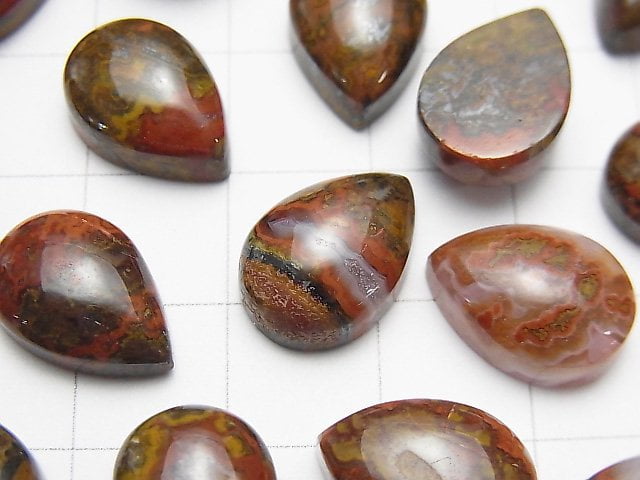 [Video] Morocco Sean Agate Pear shape Cabochon 14x10mm 3pcs