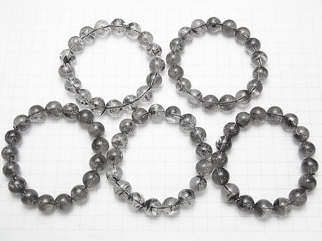 [Video] Sichuan Graphite In Quartz Round 12mm Bracelet