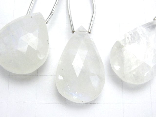 [Video] High Quality Rainbow Moonstone AAA- Pear shape Faceted Briolette 1pc