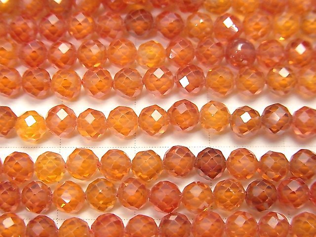 [Video] High Quality! Cubic Zirconia AAA Faceted Round 4mm [Red Orange] 1strand beads (aprx.15inch / 36cm)