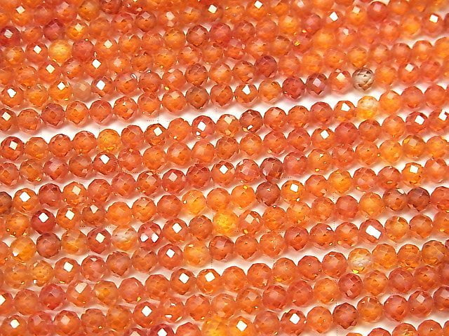 [Video] High Quality! Cubic Zirconia AAA Faceted Round 4mm [Red Orange] 1strand beads (aprx.15inch / 36cm)