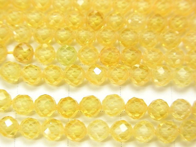 [Video] High Quality! Cubic Zirconia AAA Faceted Round 4mm [Yellow] 1strand beads (aprx.15inch / 36cm)