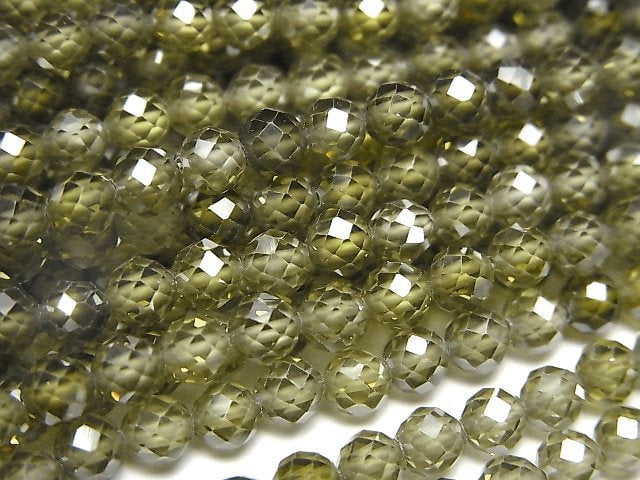 [Video] High Quality! Cubic Zirconia AAA Faceted Round 4mm [Moss Green] 1strand beads (aprx.15inch / 36cm)