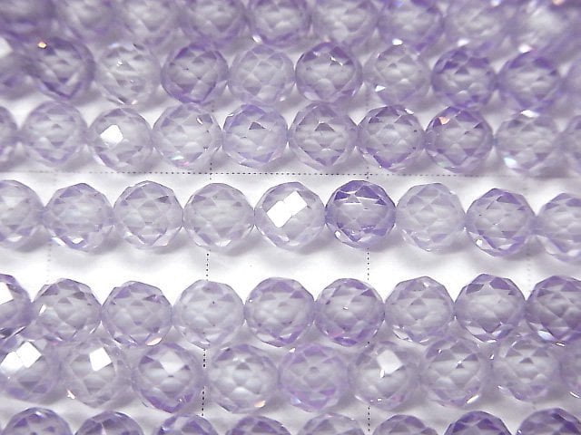 [Video] High Quality! Cubic Zirconia AAA Faceted Round 4mm [Lavender Blue] 1strand beads (aprx.15inch / 36cm)