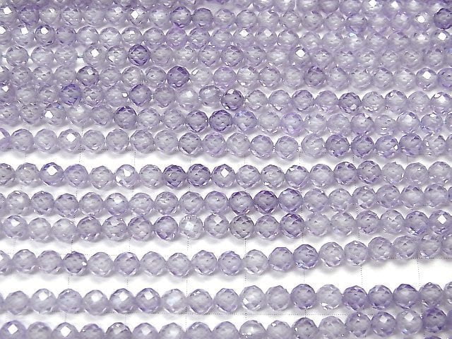 [Video] High Quality! Cubic Zirconia AAA Faceted Round 4mm [Lavender Blue] 1strand beads (aprx.15inch / 36cm)