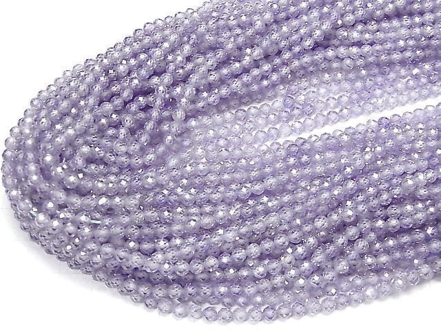 [Video] High Quality! Cubic Zirconia AAA Faceted Round 4mm [Lavender Blue] 1strand beads (aprx.15inch / 36cm)