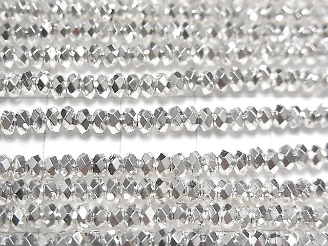 [Video] High Quality! Hematite Faceted Button Rondelle 3x3x2mm Silver Coated 1-Strand Beads (approx. 15 inches/37 cm)