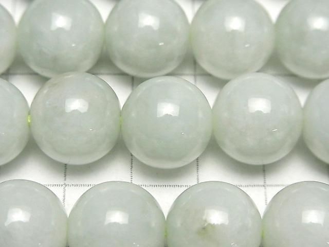 Pastel green! Burmese Jadeite AA++ Round 14mm 1/4 or 1strand beads (aprx.15inch/37cm)