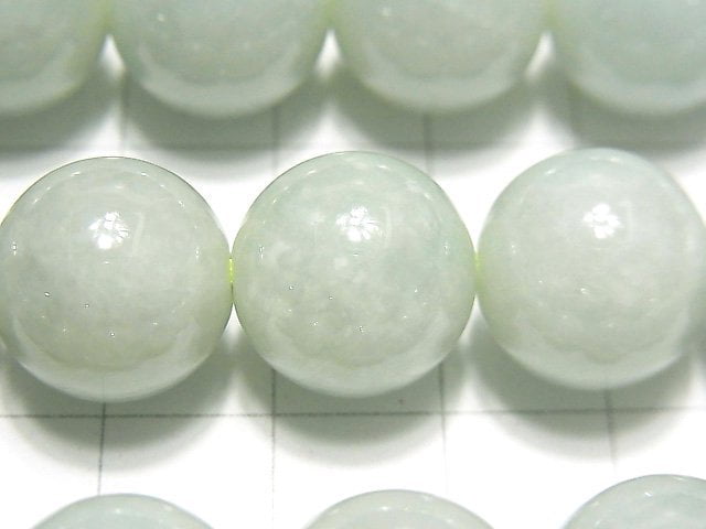 [Video] Pastel Green! Burma Jadeite AAA- Round 14mm 1/4 or 1strand beads (aprx.15inch / 37cm)