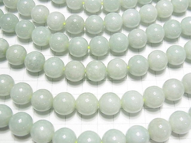 [Video] Pastel Green! Burma Jadeite AAA- Round 14mm 1/4 or 1strand beads (aprx.15inch / 37cm)