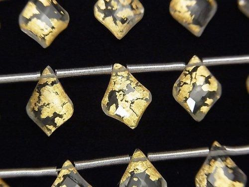 [Video] Gold Leaf Crystal AAA Deformed Faceted Pear Shape 10x7mm 1strand (9pcs)