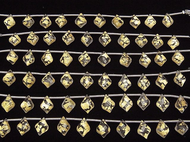 [Video] Crystal AAA with gold leaf Faceted Pear Shape 10x7mm 1strand (9pcs)