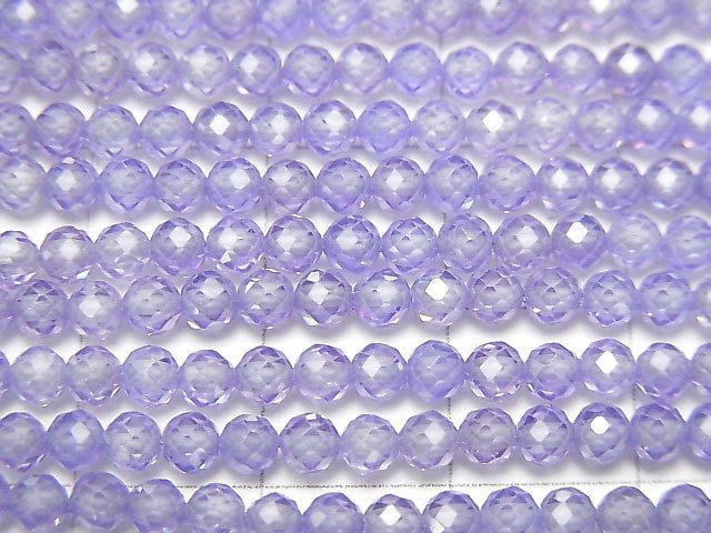 [Video] High Quality! Cubic Zirconia AAA Faceted Round 3mm [Lavender] 1strand beads (aprx.15inch / 36cm)