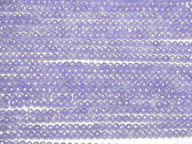 [Video] High Quality! Cubic Zirconia AAA Faceted Round 3mm [Lavender] 1strand beads (aprx.15inch / 36cm)
