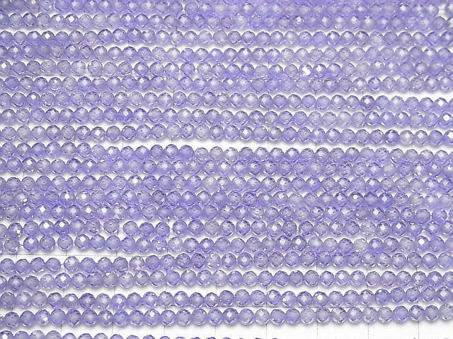 [Video] High Quality! Cubic Zirconia AAA Faceted Round 3mm [Lavender] 1strand beads (aprx.15inch / 36cm)