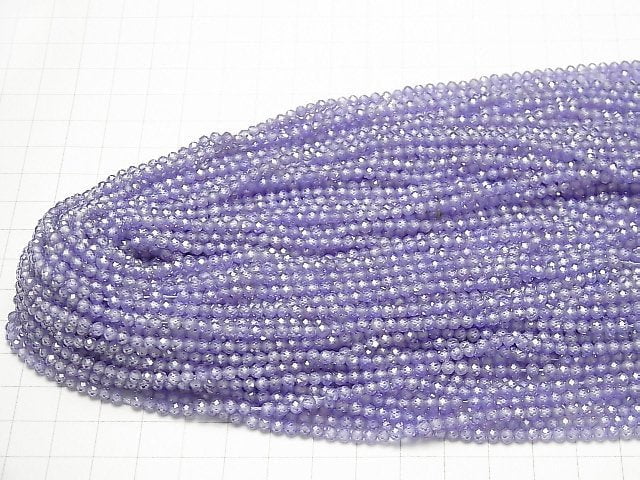 [Video] High Quality! Cubic Zirconia AAA Faceted Round 3mm [Lavender] 1strand beads (aprx.15inch / 36cm)