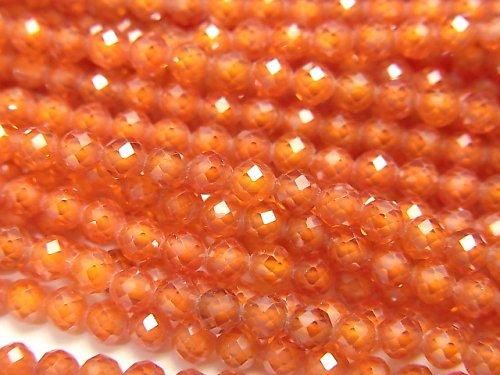 [Video] High Quality! Cubic Zirconia AAA Faceted Round 3mm [Red Orange] 1strand beads (approx. 14 inches/35 cm)