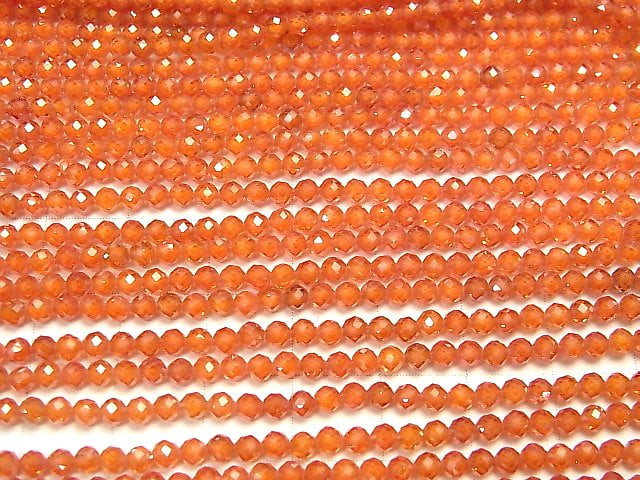 [Video] High Quality! Cubic Zirconia AAA Faceted Round 3mm [Red Orange] 1strand beads (approx. 14 inches/35 cm)
