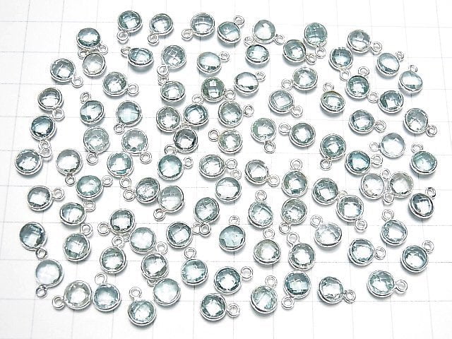 [Video] High Quality Sky Blue Topaz AAA- Bezel Setting Round Cut 7x7mm Silver925 5pcs