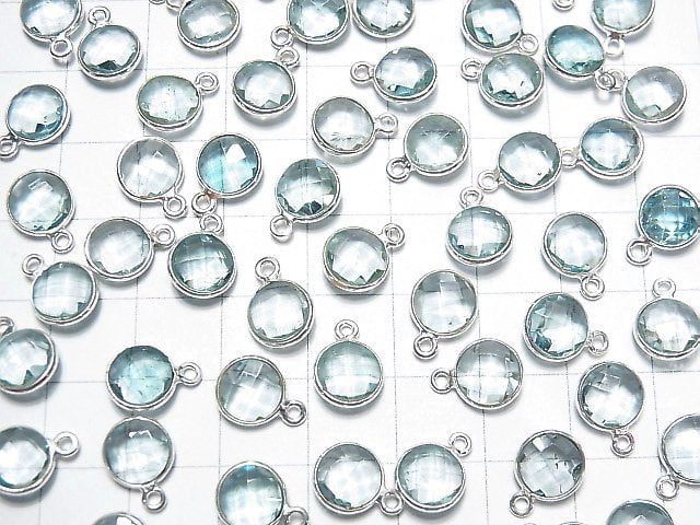 [Video] High Quality Sky Blue Topaz AAA- Bezel Setting Round Cut 8x8mm Silver925 5pcs