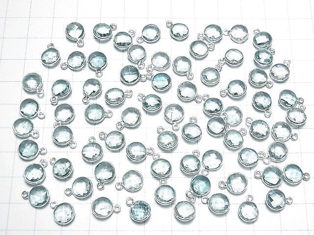 [Video] High Quality Sky Blue Topaz AAA- Bezel Setting Round Cut 8x8mm Silver925 5pcs