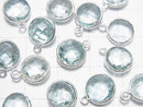 [Video] High Quality Sky Blue Topaz AAA- Bezel Setting Round Cut 9x9mm Silver925 4pcs